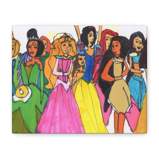 Princess Dreams Canvas Art, Kids Room Decor, Colorful Wall Art, Fairy Tale Decor, Birthday Gift, Nursery Wall Hanging